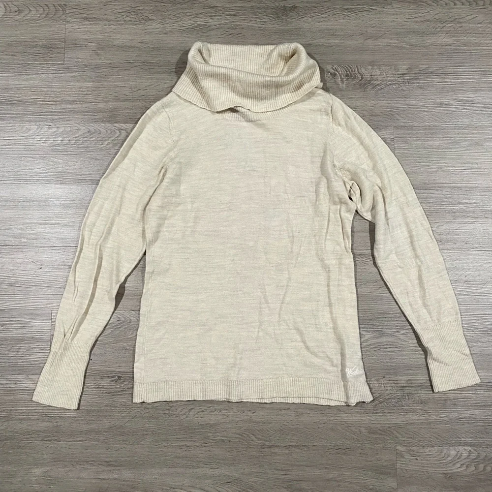 Woolrich Women’s Winter White Cowl Neck Turtle Neck Pullover Merino Wool Sweater
